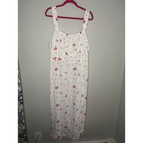 Mango Dresses & Skirts - Mango Floral Smocked Midi Dress White Viscose Cottagecore 2XL